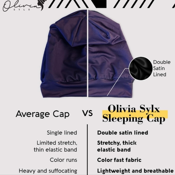 Lot of 4 - Satin Sleep Cap and Hair Bonnet for Sleeping - Overnight  - Purple - - Picture 3 of 10